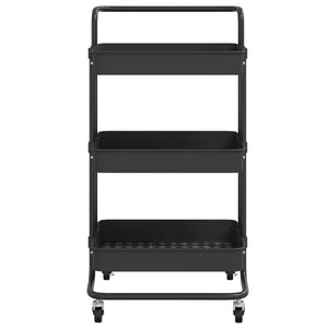 Carrello da Cucina 3 Ripiani Nero 42x35x85 cm Ferro e ABS 336335