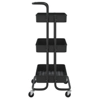 Carrello da Cucina 3 Ripiani Nero 42x35x85 cm Ferro e ABS 336335