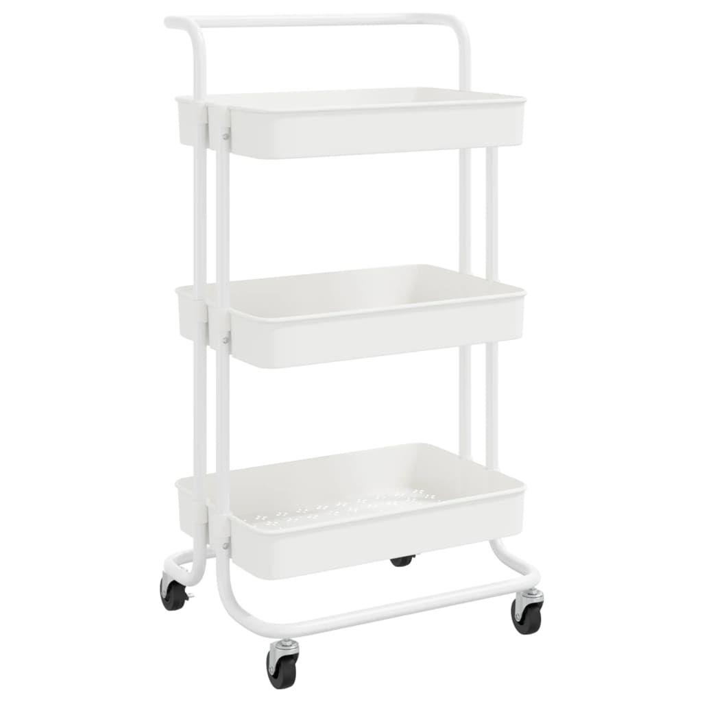 Carrello da Cucina 3 Ripiani Bianco 42x25x83,5 cm Ferro e ABS cod mxl 67358