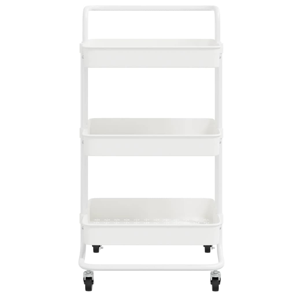 Carrello da Cucina 3 Ripiani Bianco 42x25x83,5 cm Ferro e ABS cod mxl 67358