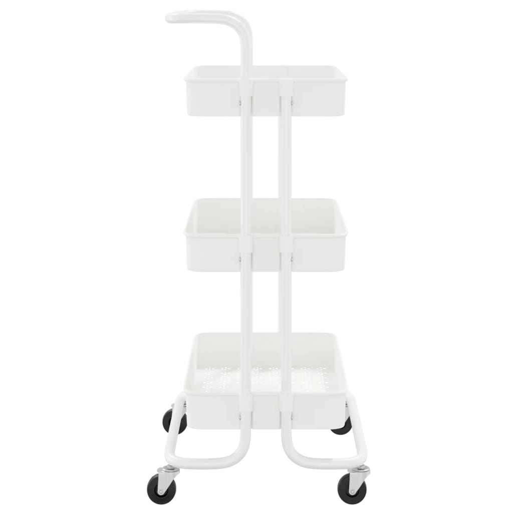 Carrello da Cucina 3 Ripiani Bianco 42x25x83,5 cm Ferro e ABS cod mxl 67358