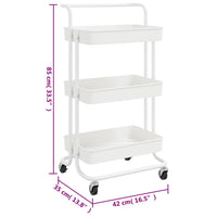 Carrello da Cucina 3 Ripiani Bianco 42x25x83,5 cm Ferro e ABS cod mxl 67358