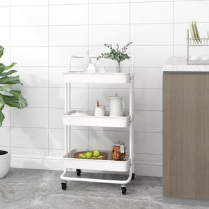 Carrello da Cucina 3 Ripiani Bianco 42x25x83,5 cm Ferro e ABS cod mxl 67358