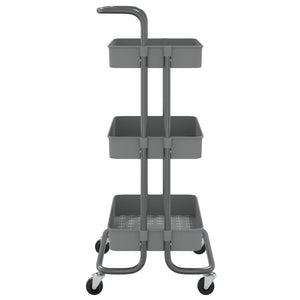 Carrello da Cucina 3 Ripiani Grigio 42x25x83,5 cm Ferro e ABS cod mxl 64220