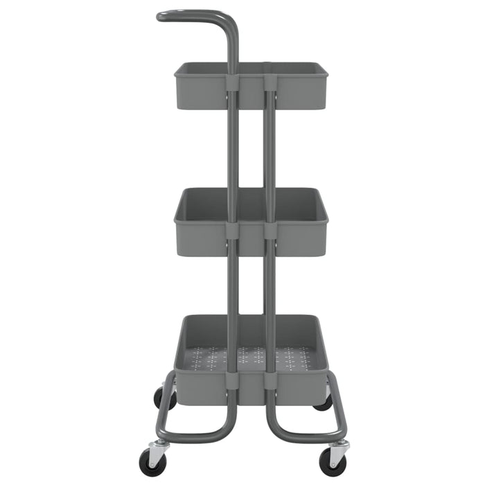 Carrello da Cucina 3 Ripiani Grigio 42x35x85 cm Ferro e ABS 336337