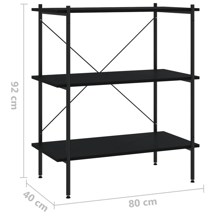 Scaffale con 3 Mensole Nero 80x40x92 cm 336339