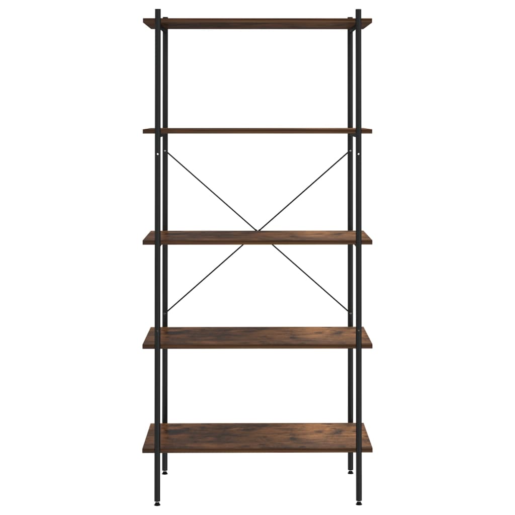 Scaffale con 5 Mensole Nero e Legno Scuro 80x40x163 cm cod mxl 59924