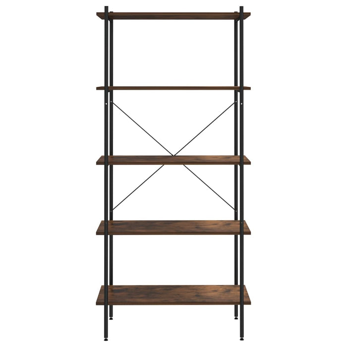 Scaffale con 5 Mensole Nero e Legno Scuro 80x40x163 cm cod mxl 59924