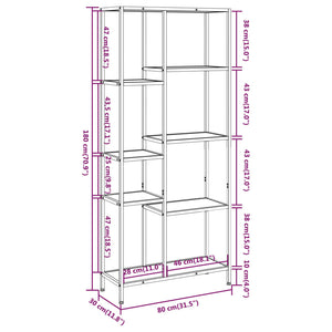 Scaffale per Libri 80x30x180 cm Acciaio e Legno Multistrato cod mxl 18842