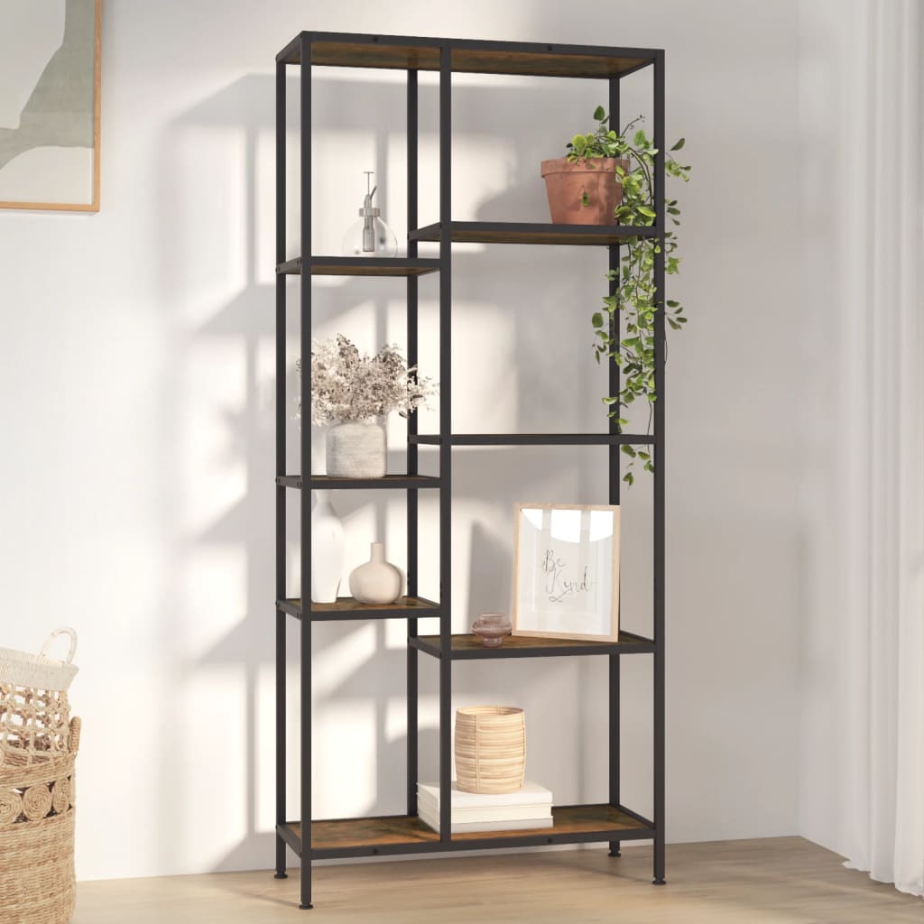 Scaffale per Libri 80x30x180 cm Acciaio e Legno Multistrato 336360