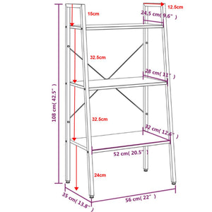 Scaffale Autoportante 3 Ripiani Marrone Chiaro Nero 56x35x108cm 336361