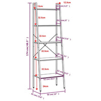 Scaffale Autoportante 5 Ripiani Marrone Scuro Nero 56x35x174 cm 336368