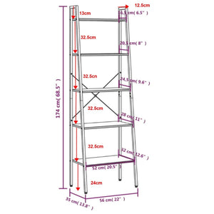 Scaffale Autoportante 5 Ripiani Marrone Scuro Nero 56x35x174 cm 336368