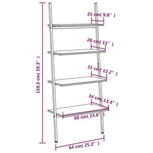 Scaffale Pendente 4 Livelli Marrone Scuro e Nero 64x34x150,5cm