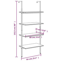 Scaffale Pendente 4 Livelli Marrone Chiaro e Nero 64x35x152,5cm cod mxl 6898