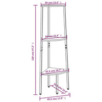 Scaffale Angolare 3 Livelli Marrone Chiaro Nero 45,5x31,5x120cm