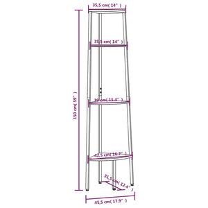 Scaffale Angolare a 4 Livelli Nero 45,5x31,5x150 cm 336393