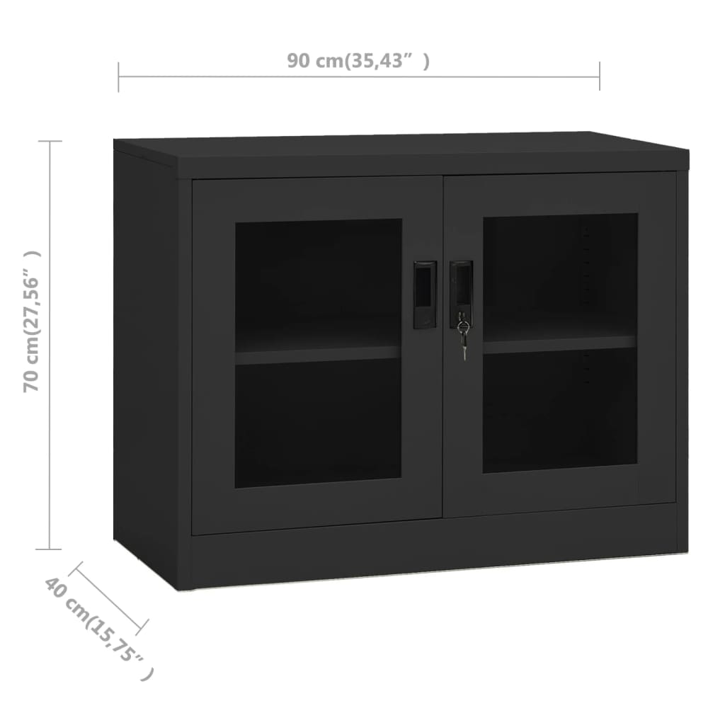 Armadio per Ufficio Antracite 90x40x70 cm in Acciaio 335929