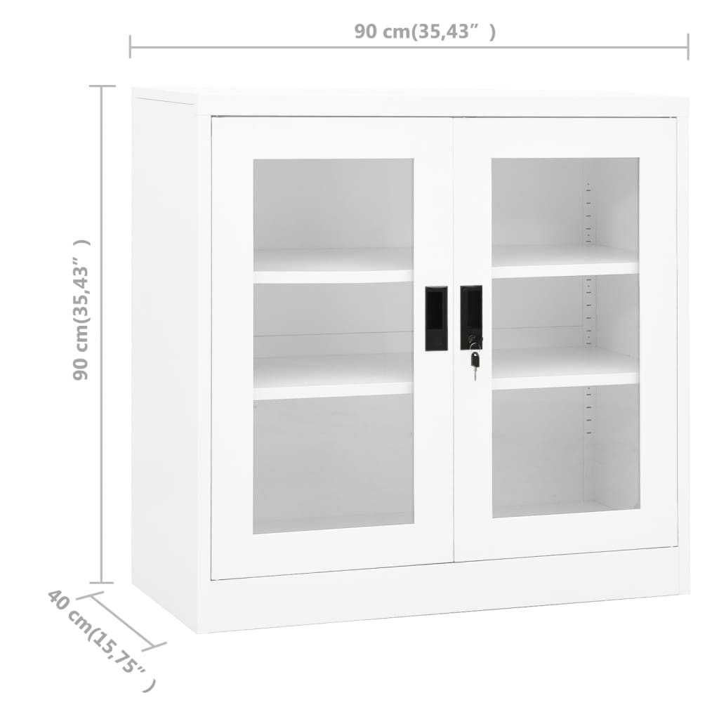 Armadio per Ufficio Bianco 90x40x90 cm in Acciaio