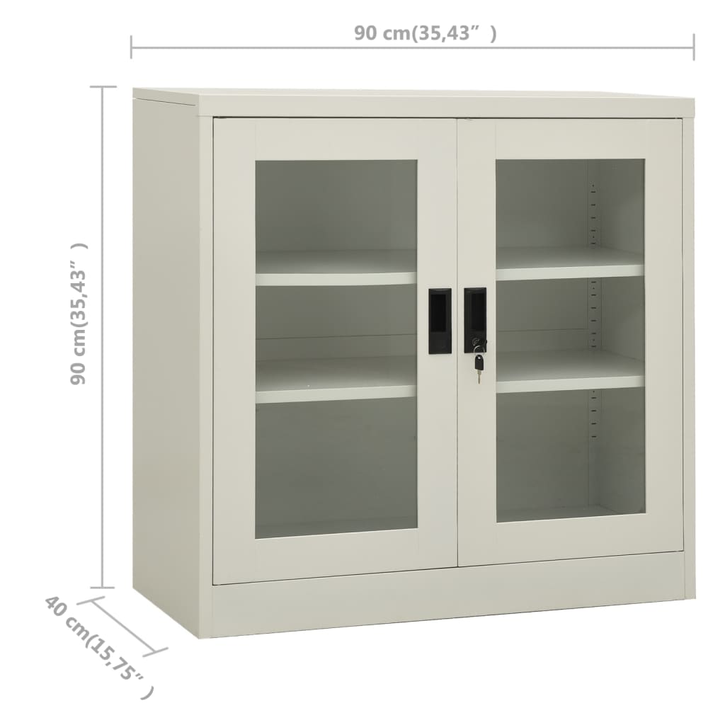 Armadio per Ufficio Grigio Chiaro 90x40x90 cm in Acciaio