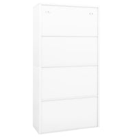 Armadio per Ufficio Bianco 90x40x180 cm in Acciaio e Vetro