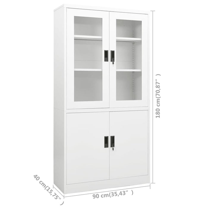 Armadio per Ufficio Bianco 90x40x180 cm in Acciaio 335946