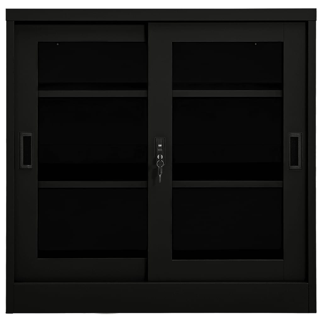 Armadio con Ante Scorrevoli Nero 90x40x90 cm in Acciaio cod mxl 50113