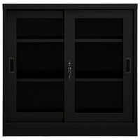 Armadio con Ante Scorrevoli Nero 90x40x90 cm in Acciaio cod mxl 50113