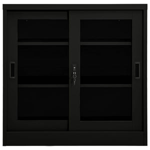 Armadio con Ante Scorrevoli Nero 90x40x90 cm in Acciaio cod mxl 50113