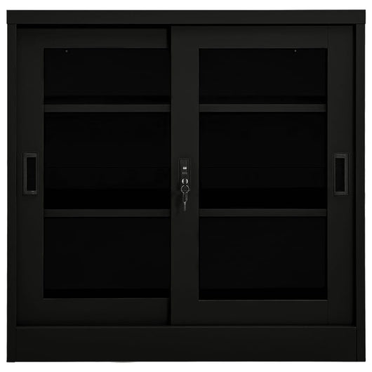 Armadio con Ante Scorrevoli Nero 90x40x90 cm in Acciaio cod mxl 50113