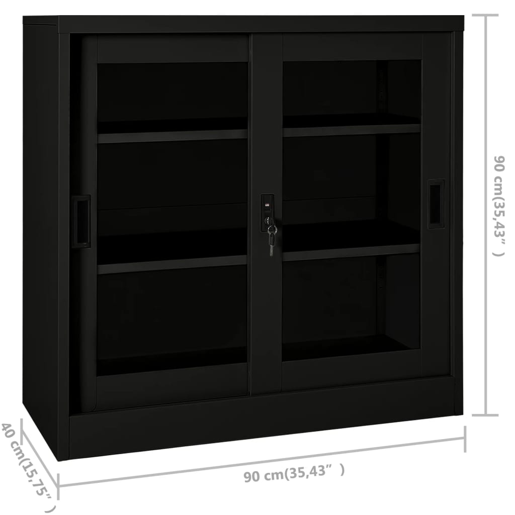 Armadio con Ante Scorrevoli Nero 90x40x90 cm in Acciaio cod mxl 50113