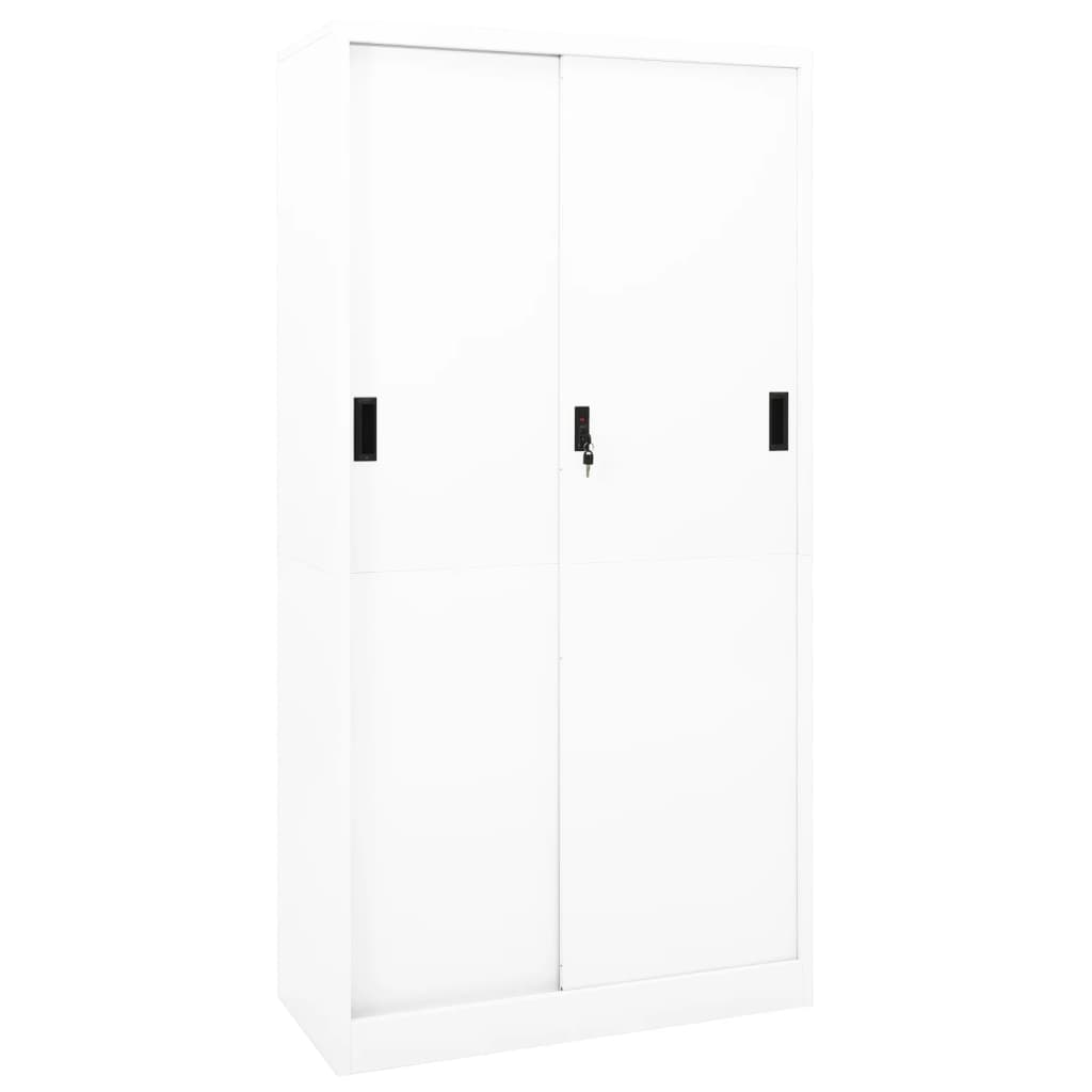 Armadio per Ufficio Anta Scorrevole Bianco 90x40x180 cm Acciaio 335958