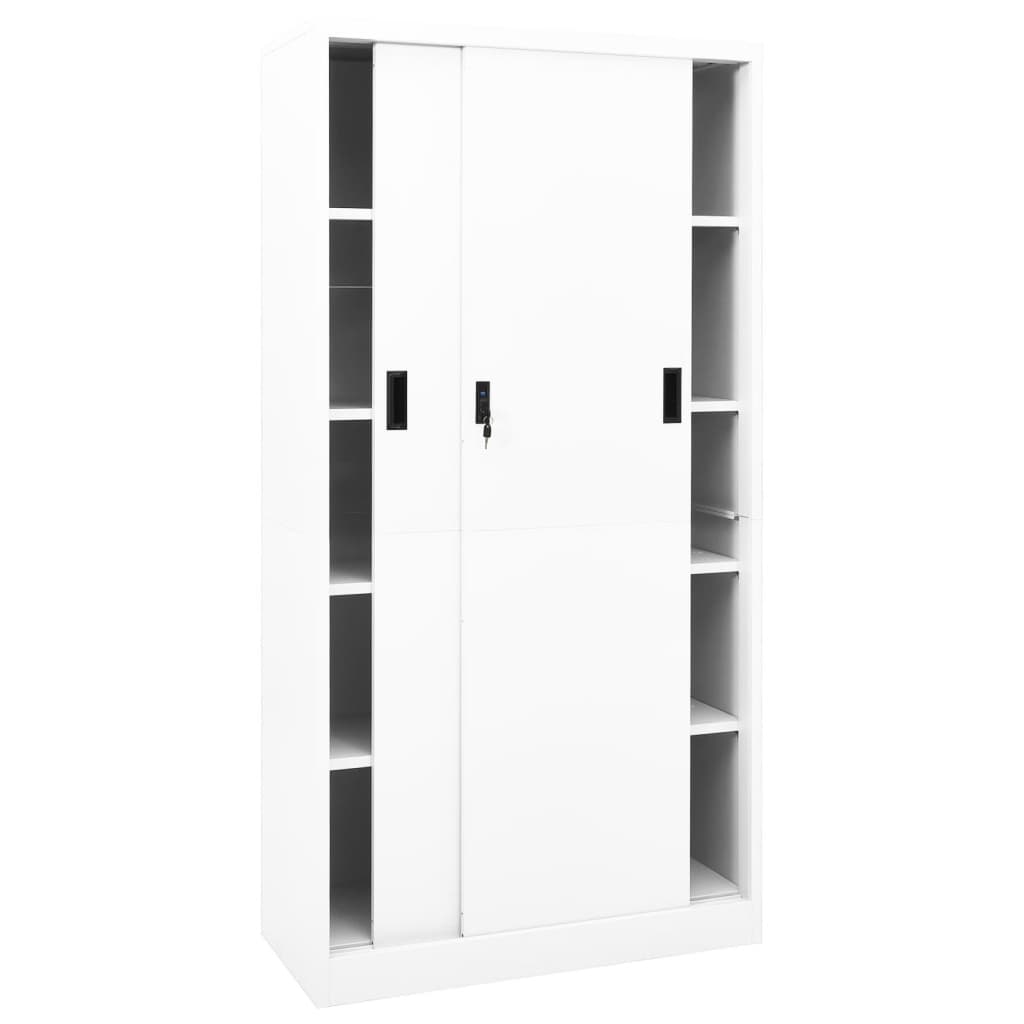 Armadio per Ufficio Anta Scorrevole Bianco 90x40x180 cm Acciaio 335958