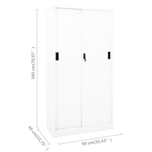 Armadio per Ufficio Anta Scorrevole Bianco 90x40x180 cm Acciaio 335958