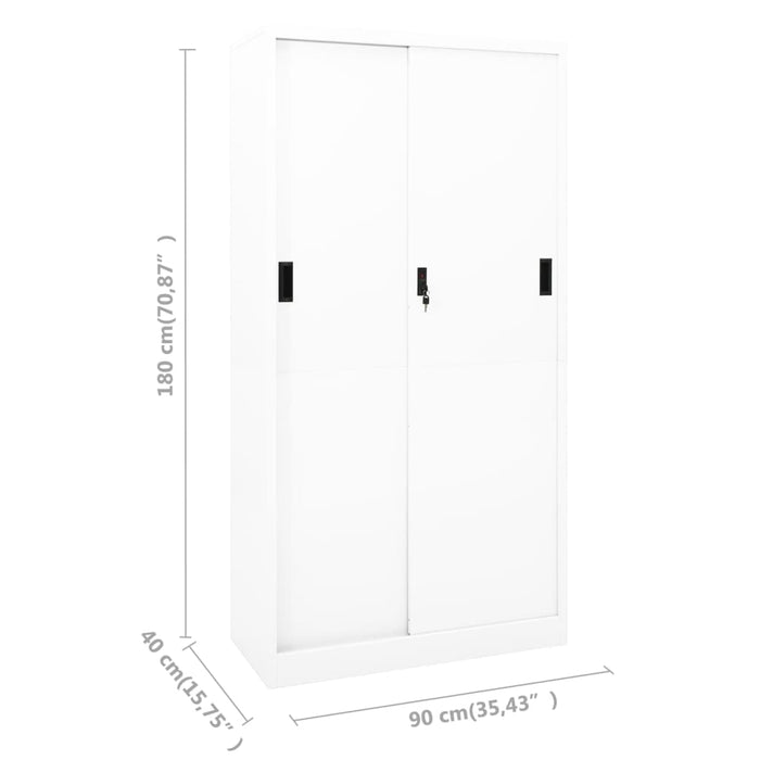 Armadio per Ufficio Anta Scorrevole Bianco 90x40x180 cm Acciaio 335958