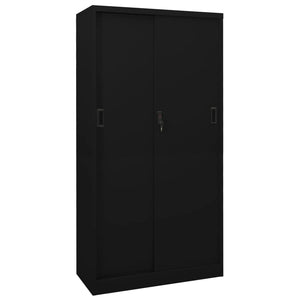 Armadio per Ufficio Anta Scorrevole Nero 90x40x180 cm Acciaio 335960