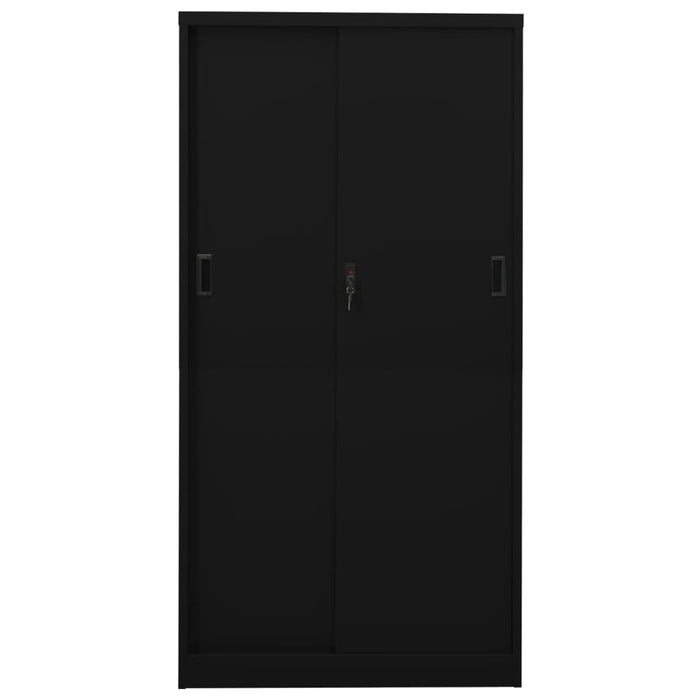 Armadio per Ufficio Anta Scorrevole Nero 90x40x180 cm Acciaio cod mxl 52044