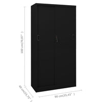 Armadio per Ufficio Anta Scorrevole Nero 90x40x180 cm Acciaio 335960