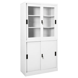 Armadio per Ufficio Anta Scorrevole Bianco 90x40x180 cm Acciaio 335962