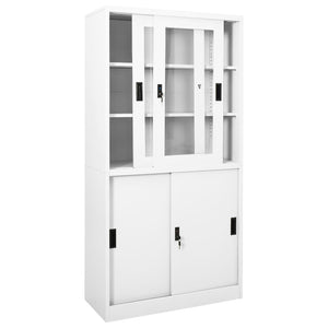 Armadio per Ufficio Anta Scorrevole Bianco 90x40x180 cm Acciaio 335962