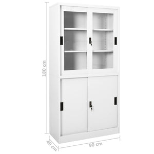 Armadio per Ufficio Anta Scorrevole Bianco 90x40x180 cm Acciaio 335962