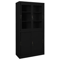 Armadio per Ufficio Anta Scorrevole Nero 90x40x180 cm Acciaio