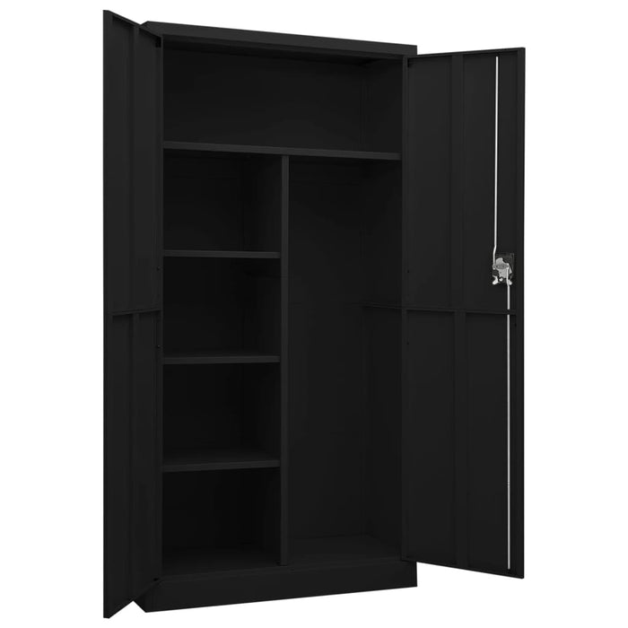 Armadio con Ripiani Nero 90x40x180 cm in Acciaio 335972