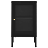 Credenza Nera 38x35x70 cm in Acciaio e Vetro cod mxl 20536