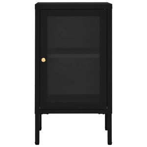 Credenza Nera 38x35x70 cm in Acciaio e Vetro cod mxl 20536