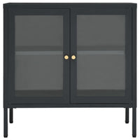 Credenza Antracite 70x35x70 cm in Acciaio e Vetro