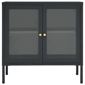 Credenza Antracite 70x35x70 cm in Acciaio e Vetro