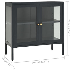 Credenza Antracite 70x35x70 cm in Acciaio e Vetro