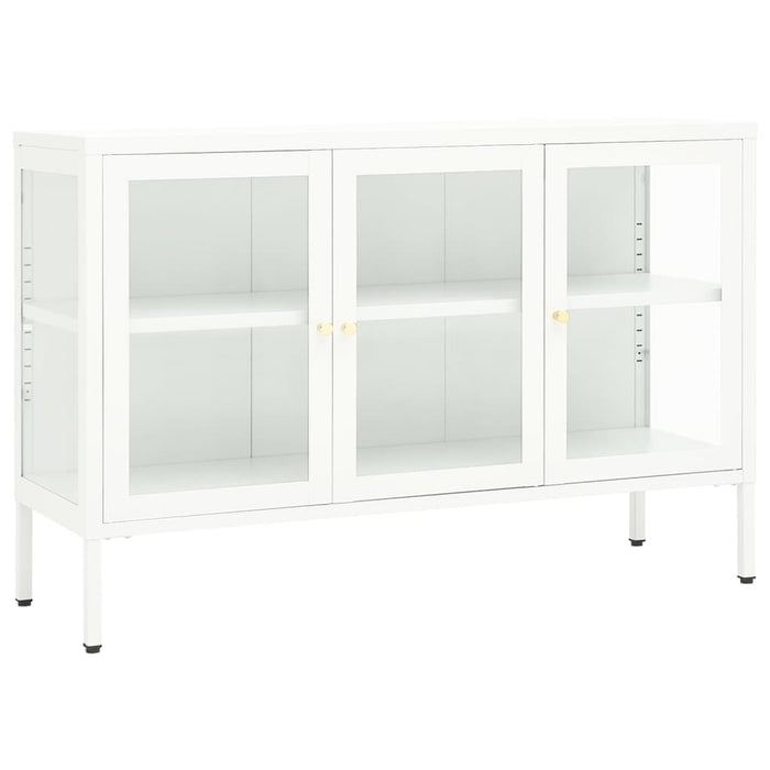 Credenza Bianca 105x35x70 cm in Acciaio e Vetro 336068