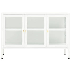 Credenza Bianca 105x35x70 cm in Acciaio e Vetro 336068